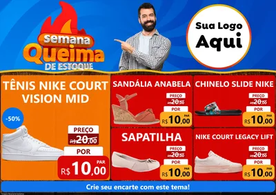 Modelo de Encarte para Encarte A4 Horizontal com o tema Semana Queima de Estoque para Calçados