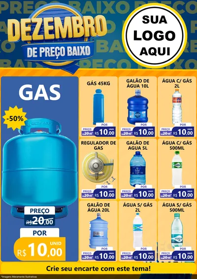 Modelo de Encarte para Encarte A4 Vertical com o tema Dezembro de Preço Baixo para Água e gás