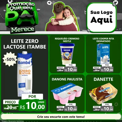 Modelo de Rede Social para Feed Facebook com o tema Promoção Que seu Pai Merece para Frios e Laticínios