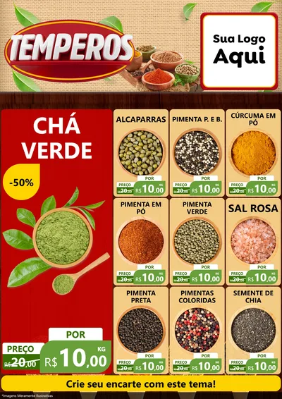 Modelo de Encarte para Encarte A4 Vertical com o tema Temperos para Produtos Naturais