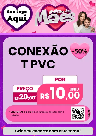 Modelo de Cartaz para Cartaz A4 Vertical com o tema Dia das Mães para Tubos e conexões