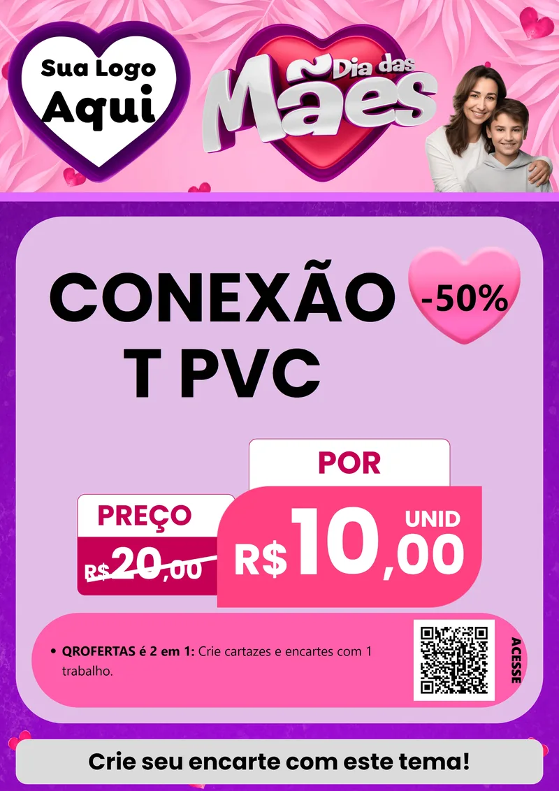 Modelo de Cartaz para Cartaz A4 Vertical com o tema Dia das Mães para Tubos e conexões
