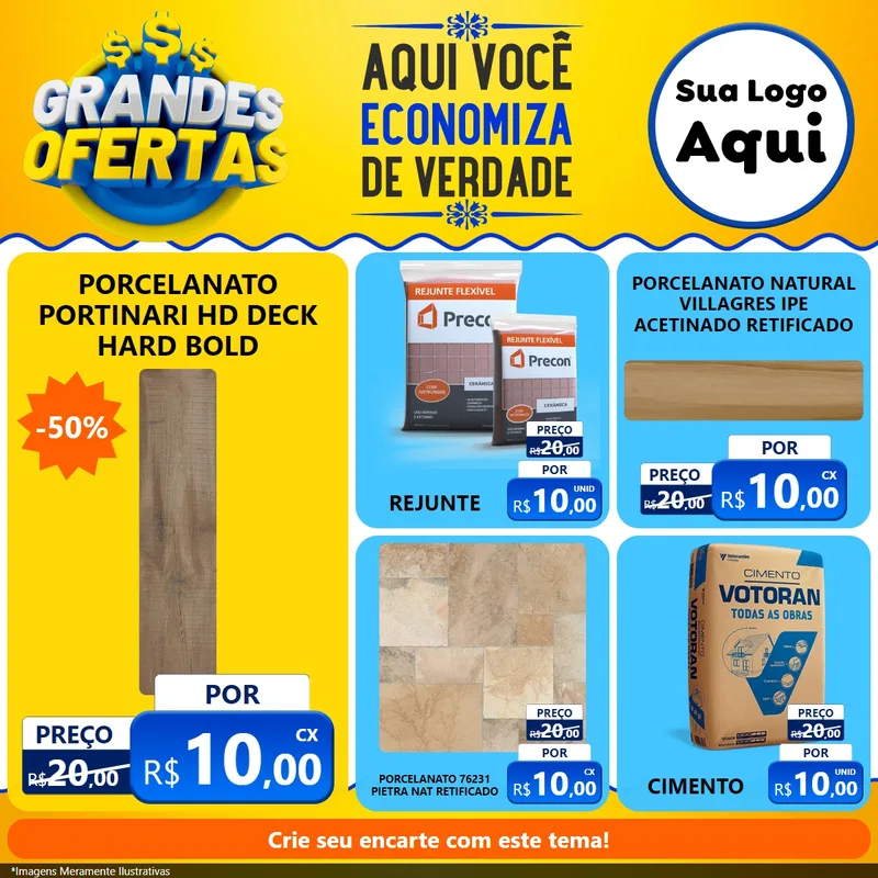 Modelo de Rede Social para Feed Facebook com o tema Grandes Ofertas para Pisos e revestimentos