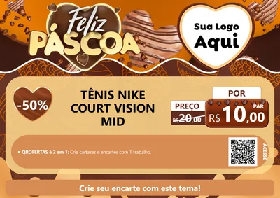 Modelo de Cartaz para Cartaz A4 Horizontal com o tema Feliz Páscoa para Calçados