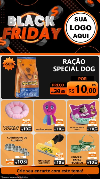 Modelo de Rede Social para Stories com o tema Black Friday para Pet Shop
