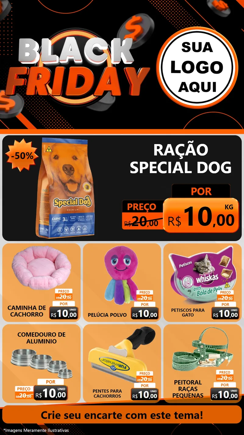 Modelo de Rede Social para Stories com o tema Black Friday para Pet Shop