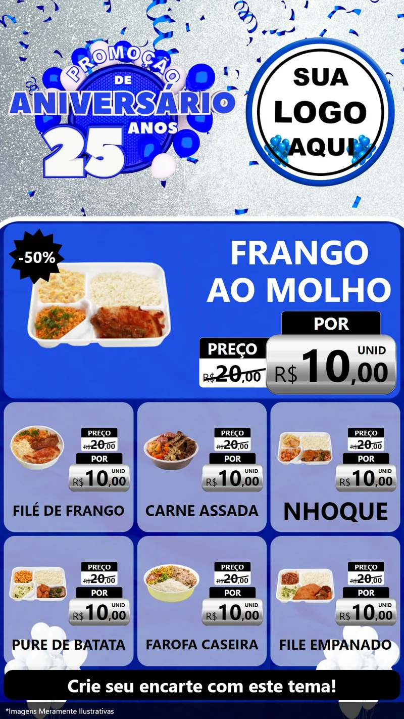 Modelo de Rede Social para Stories com o tema Promoção de Aniversário - 25 Anos para Restaurante