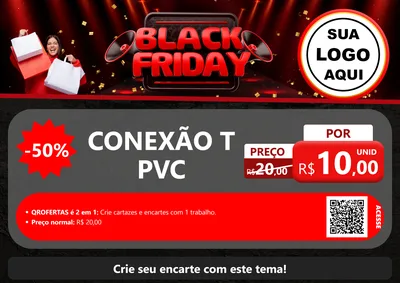 Modelo de Cartaz para Cartaz A4 Horizontal com o tema Black Friday para Tubos e conexões