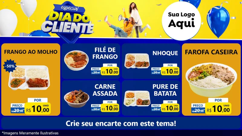 Modelo de TV para TV Horizontal com o tema Especial Dia do Cliente para Restaurante