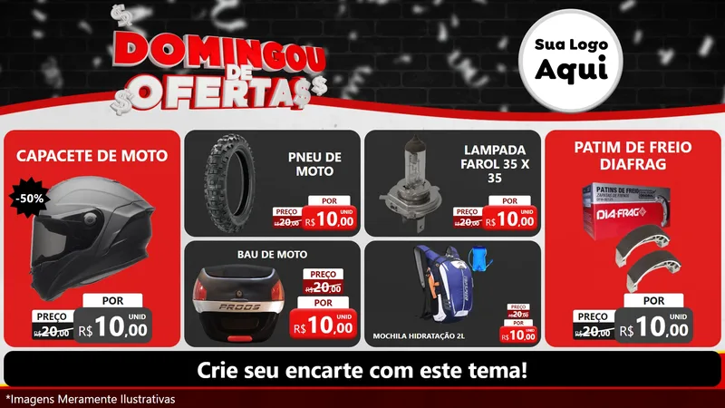 Modelo de TV para TV Horizontal com o tema Domingou de Ofertas para Moto peças