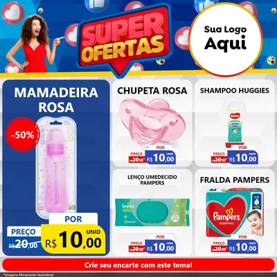 Modelo de Rede Social para Feed Facebook com o tema Super Ofertas para Bebês