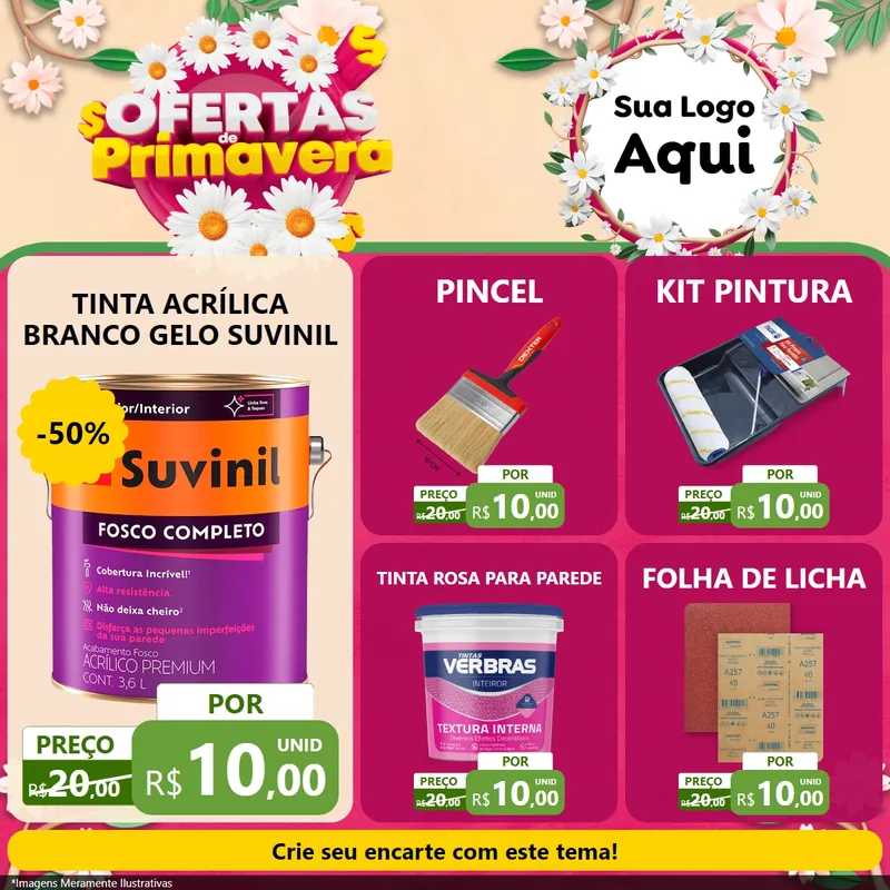 Modelo de Rede Social para Feed Facebook com o tema Ofertas de Primavera para Tintas e Ferramentas