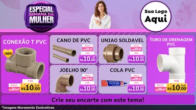 Modelo de TV para TV Horizontal com o tema Especial Semana da Mulher para Tubos e conexões
