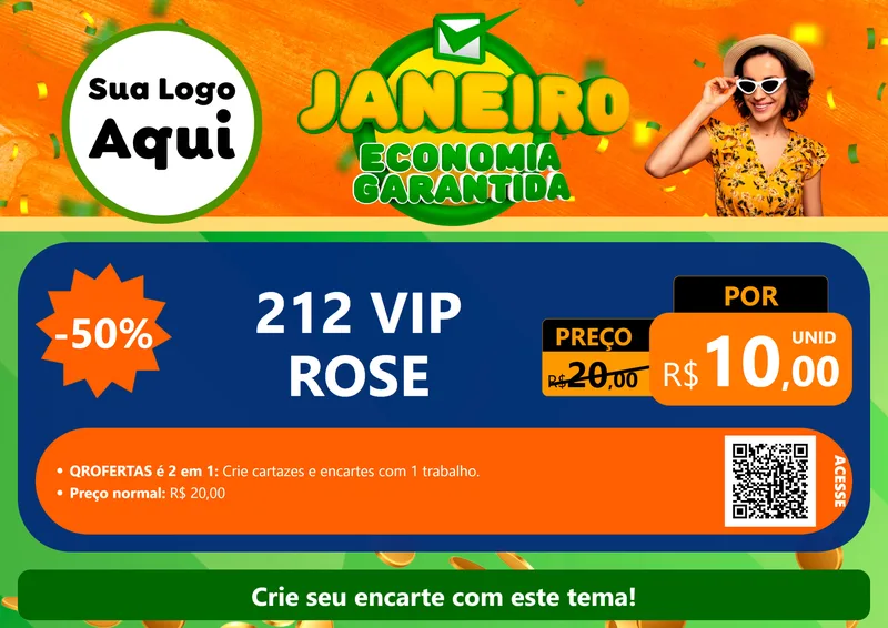 Modelo de Cartaz para Cartaz A4 Horizontal com o tema Janeiro - Economia Garantida para Perfumes