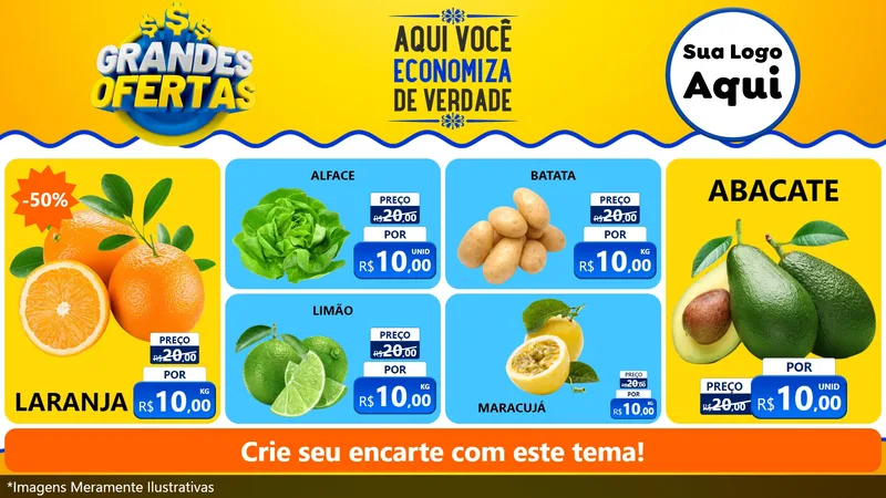Modelo de TV para TV Horizontal com o tema Grandes Ofertas para Hortifrúti