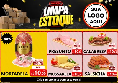Modelo de Encarte para Encarte A4 Horizontal com o tema Operação Limpa Estoque para Frios e Laticínios