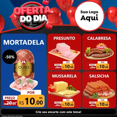 Modelo de Rede Social para Feed Facebook com o tema Oferta do Dia para Frios e Laticínios