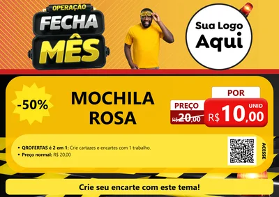 Modelo de Cartaz para Cartaz A4 Horizontal com o tema Operação Fecha Mês para Papelaria