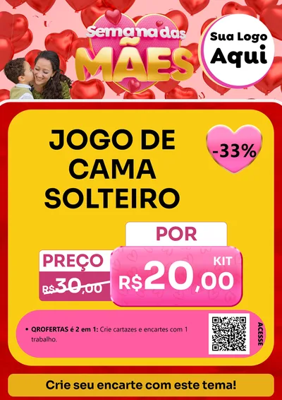 Modelo de Cartaz para Cartaz A4 Vertical com o tema Semana Das Mães para Cama, Mesa e Banho