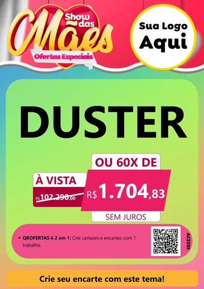 Modelo de Cartaz para Cartaz A4 Vertical com o tema Show das Mães - Ofertas Especiais para Concessionaria de Carros