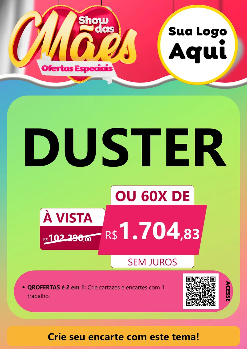 Modelo de Cartaz para Cartaz A4 Vertical com o tema Show das Mães - Ofertas Especiais para Concessionaria de Carros