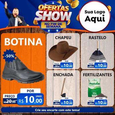 Modelo de Rede Social para Feed Facebook com o tema Ofertas Show No Fim De Semana para Agropecuária