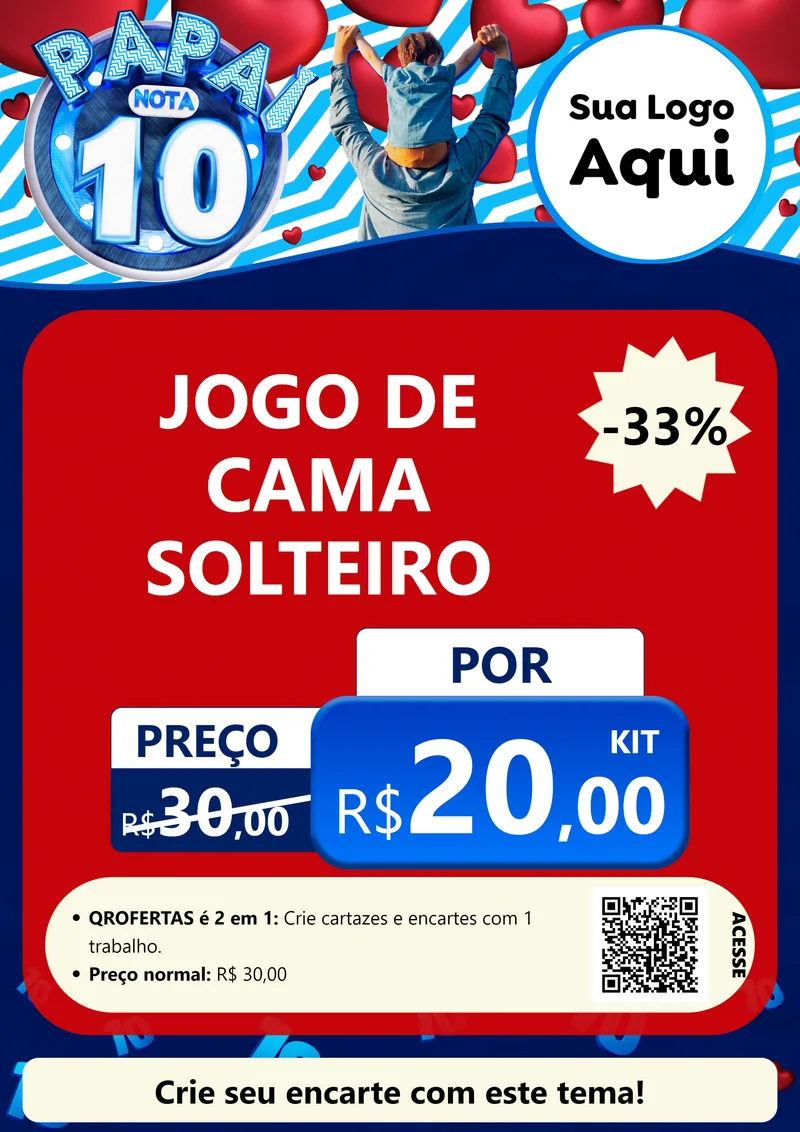 Modelo de Cartaz para Cartaz A4 Vertical com o tema Papai Nota 10 para Cama, Mesa e Banho