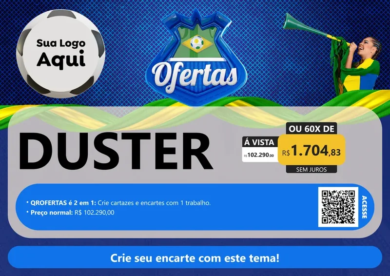 Modelo de Cartaz para Cartaz A4 Horizontal com o tema Ofertas (Futebol) para Concessionaria de Carros