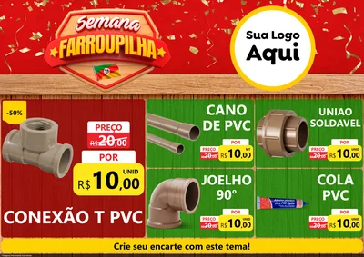 Modelo de Encarte para Encarte A4 Horizontal com o tema Semana Farroupilha para Tubos e conexões