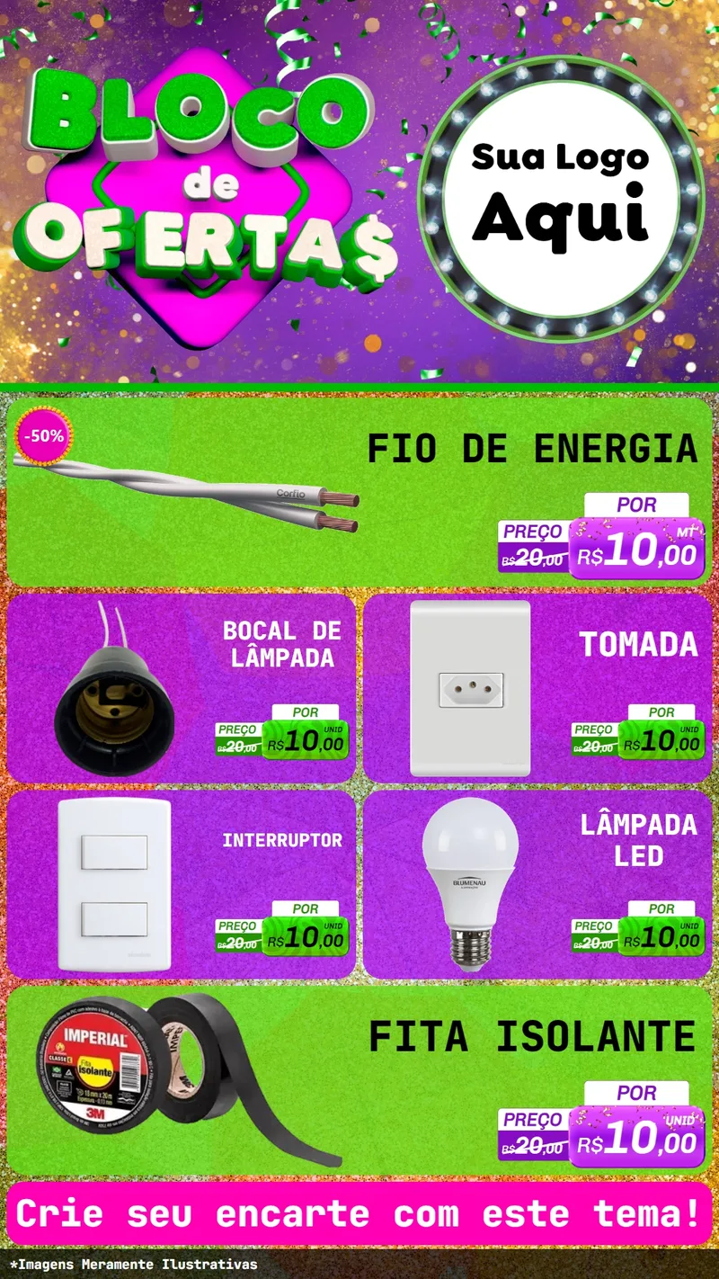 Modelo de TV para TV Vertical com o tema Bloco de Ofertas para Materiais Elétricos