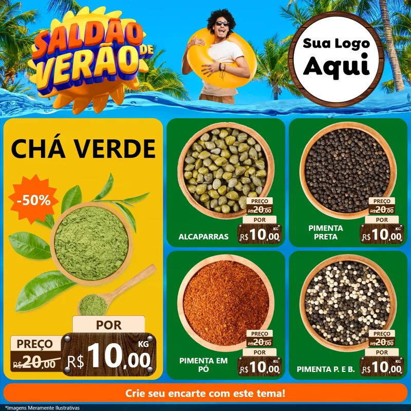 Modelo de Rede Social para Feed Facebook com o tema Saldão de Verão para Produtos Naturais