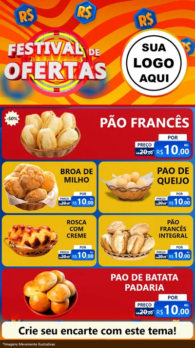 Modelo de TV para TV Vertical com o tema Festival de Ofertas para Padaria