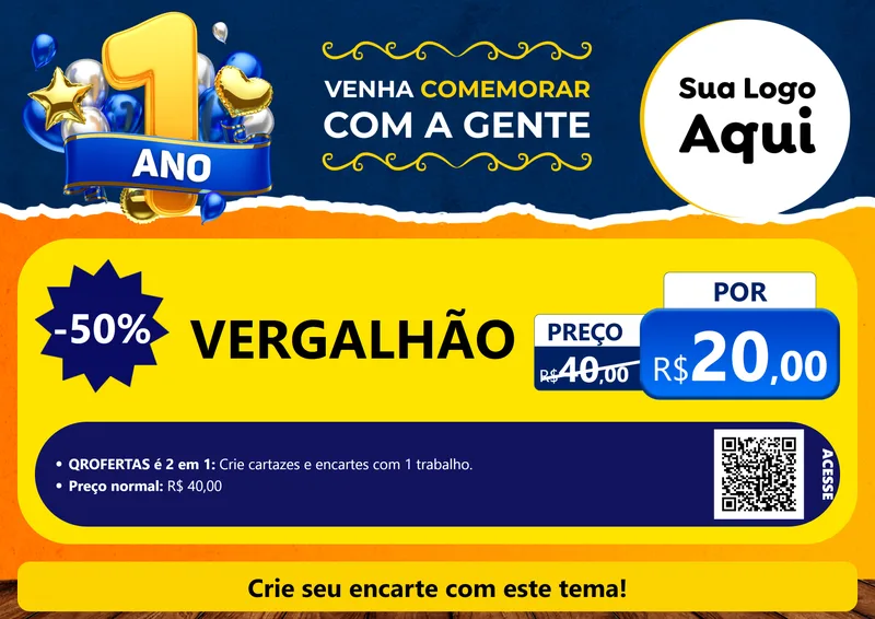 Modelo de Cartaz para Cartaz A4 Horizontal com o tema Um Ano de Aniversário para Ferragens