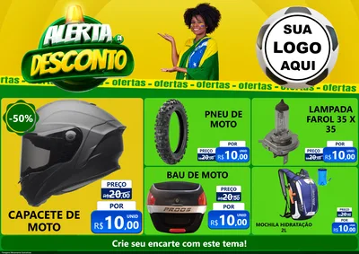 Modelo de Encarte para Encarte A4 Horizontal com o tema Alerta de Desconto para Moto peças