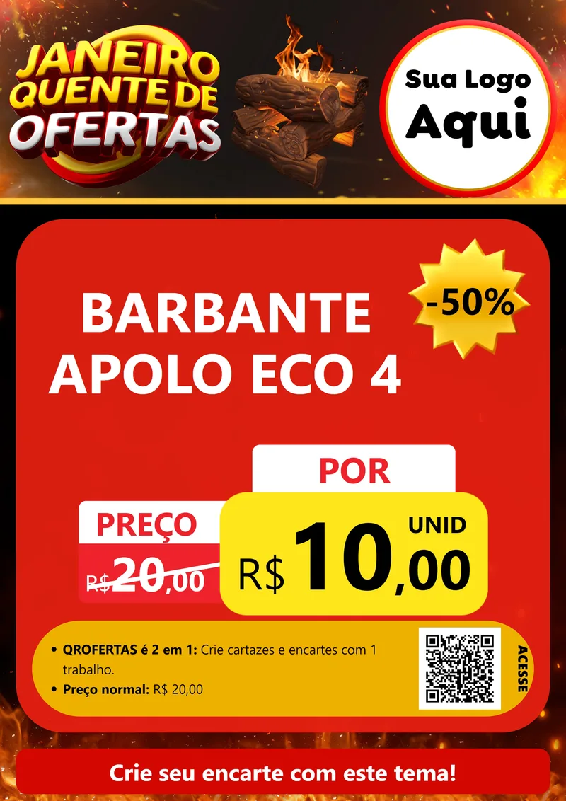 Modelo de Cartaz para Cartaz A4 Vertical com o tema Janeiro Quente de Ofertas para Armarinho e Aviamentos