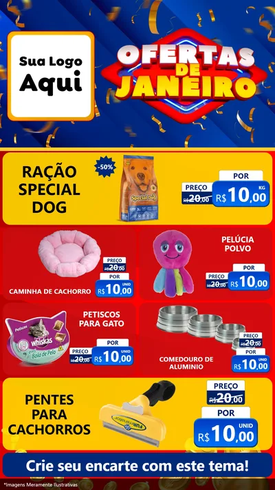 Modelo de TV para TV Vertical com o tema Ofertas de Janeiro para Pet Shop