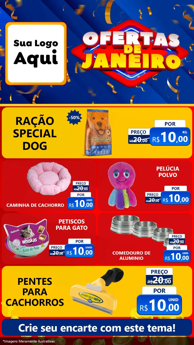 Modelo de TV para TV Vertical com o tema Ofertas de Janeiro para Pet Shop
