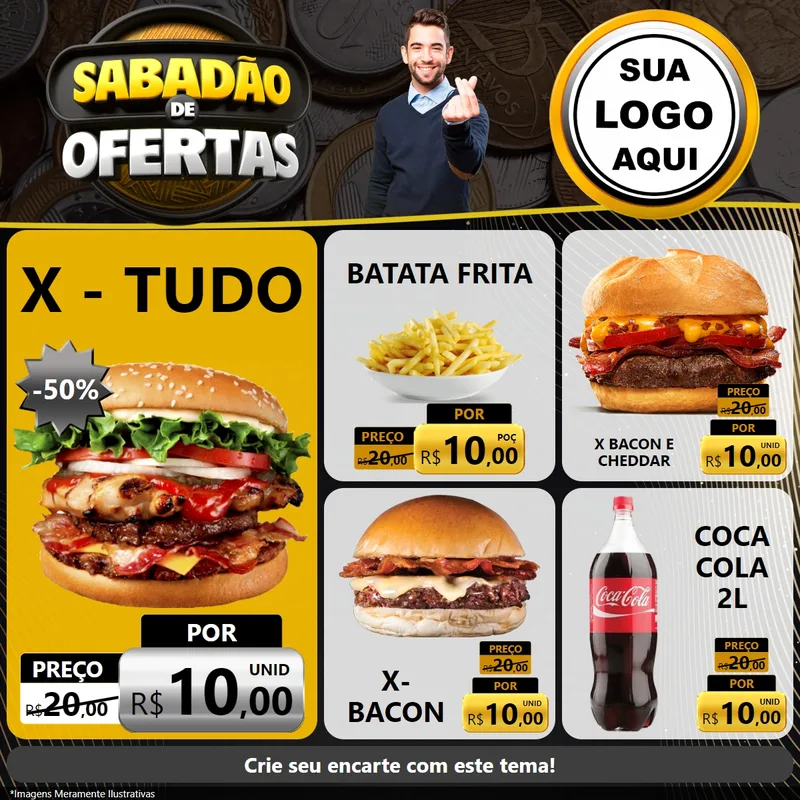 Modelo de Rede Social para Feed Facebook com o tema Sabadão de Ofertas para Hamburgueria
