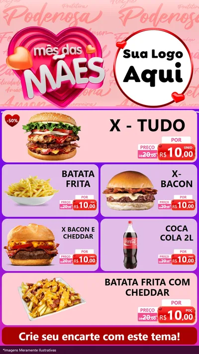 Modelo de TV para TV Vertical com o tema Mês Das Mães para Hamburgueria