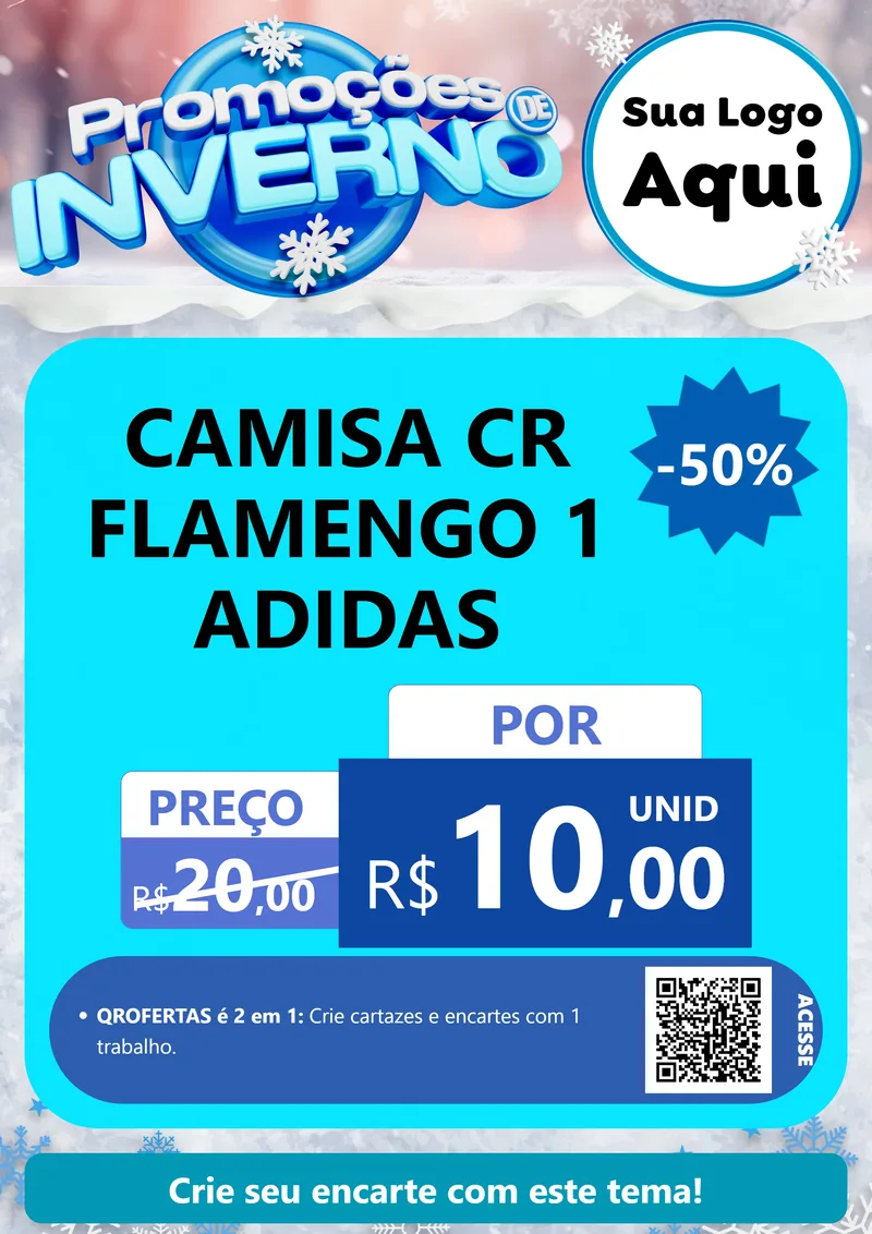 Modelo de Cartaz para Cartaz A4 Vertical com o tema Promoções de Inverno para Roupas e acessórios
