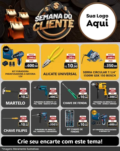Modelo de Rede Social para Feed Instagram com o tema Semana do Cliente para Maquinas e Ferramentas