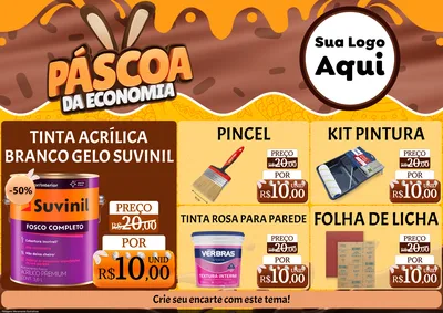 Modelo de Encarte para Encarte A4 Horizontal com o tema Páscoa da Economia para Tintas e Ferramentas