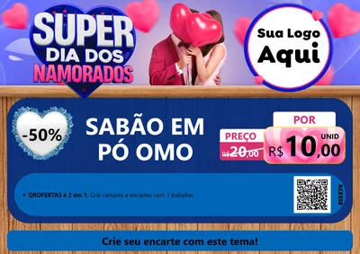 Modelo de Cartaz para Cartaz A4 Horizontal com o tema Super Dia dos Namorados para Produtos de Limpeza