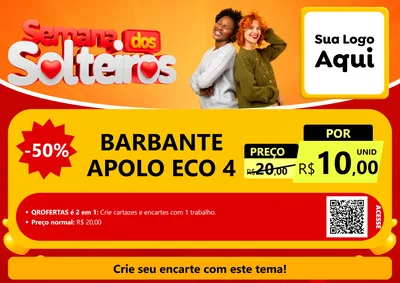 Modelo de Cartaz para Cartaz A4 Horizontal com o tema Semana dos Solteiros para Armarinho e Aviamentos