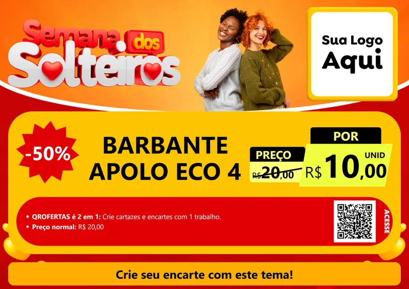 Modelo de Cartaz para Cartaz A4 Horizontal com o tema Semana dos Solteiros para Armarinho e Aviamentos