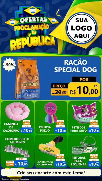 Modelo de Rede Social para Stories com o tema Ofertas Proclamação da República para Pet Shop