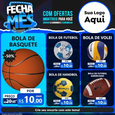 Modelo de Rede Social para Feed Facebook com o tema Fecha Mês para Artigos Esportivos