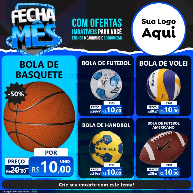 Modelo de Rede Social para Feed Facebook com o tema Fecha Mês para Artigos Esportivos