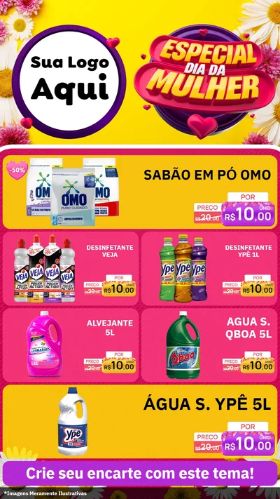 Modelo de TV para TV Vertical com o tema Especial Dia da Mulher para Produtos de Limpeza