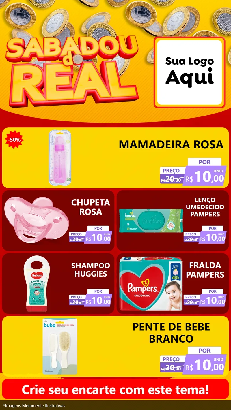 Modelo de TV para TV Vertical com o tema Sabadou do Real para Bebês